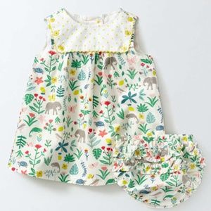 Mini Boden animal print bib button down dress 2/3yrs